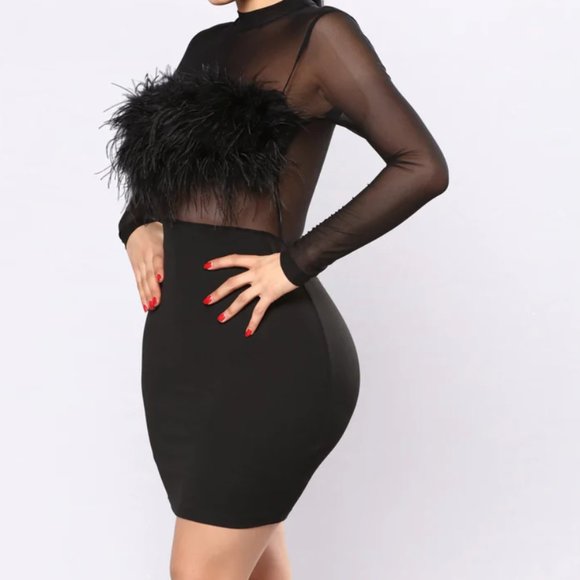 Fashion Nova Secret Diary Fuzzy Black Dress - Picture 3 of 5